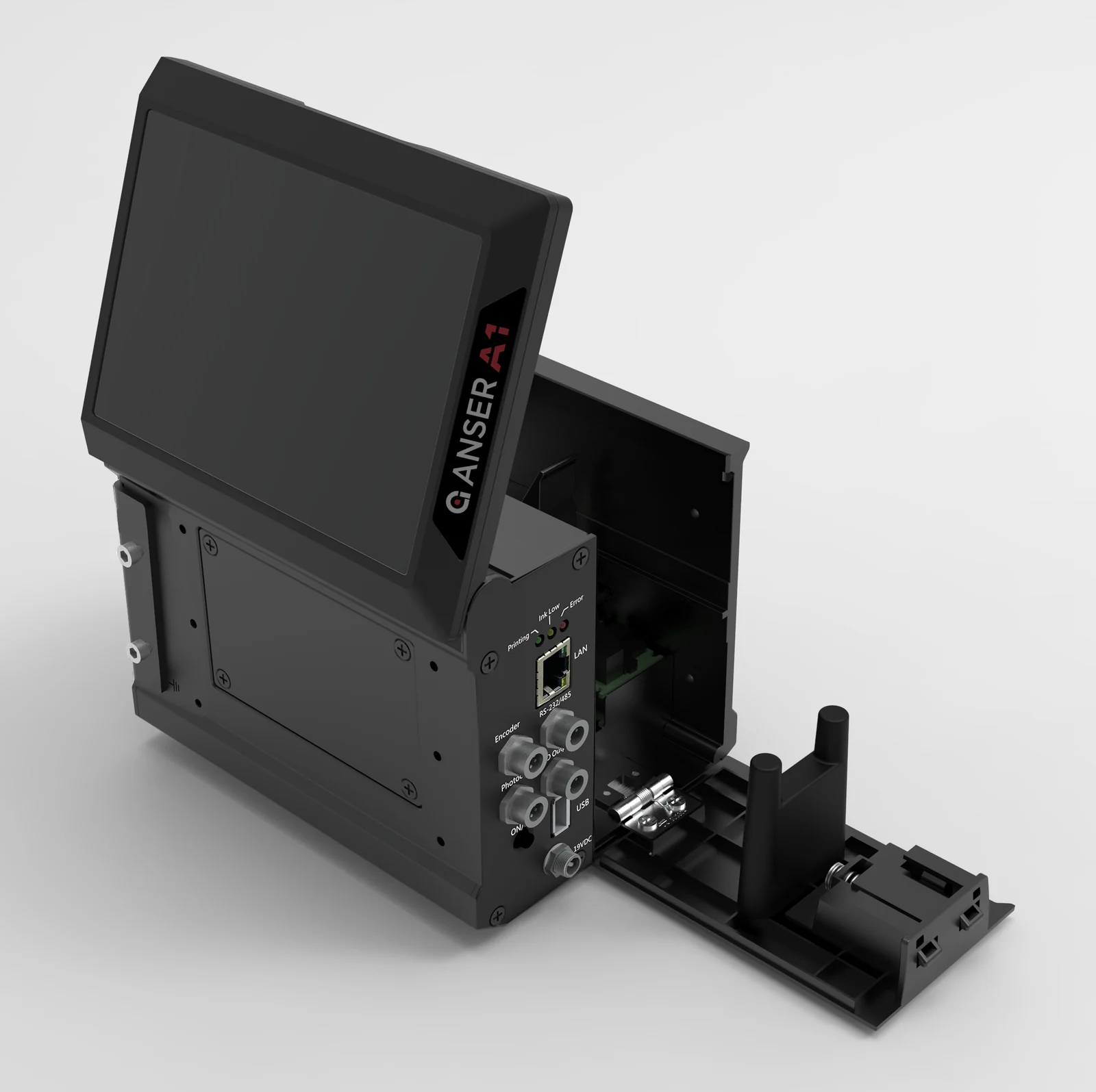 Anser A1 all-in-one thermal inkjet printer with a 5-inch industrial touchscreen