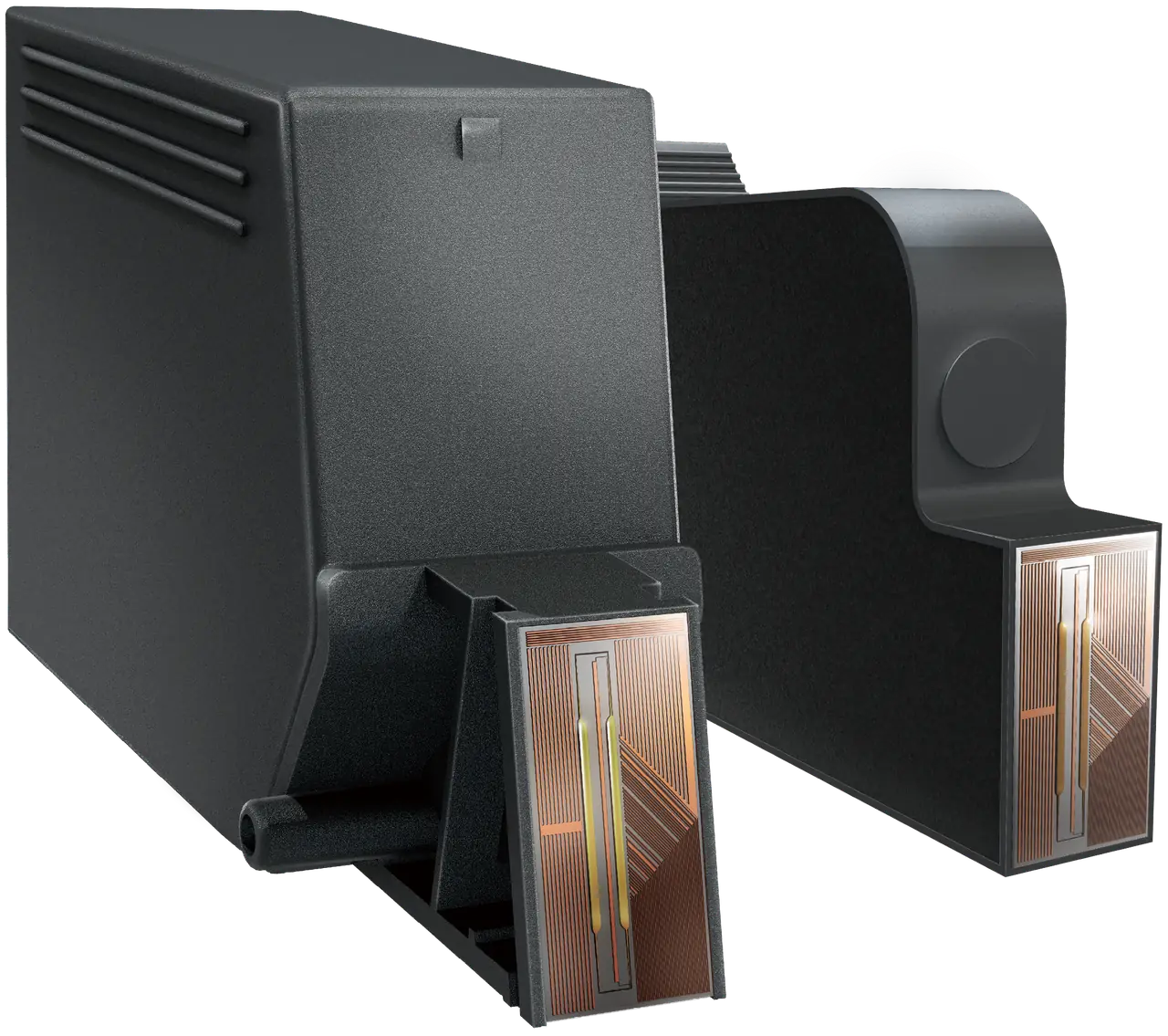 Anser 160 mL XL bulk ink cartridge beside a standard cartridge